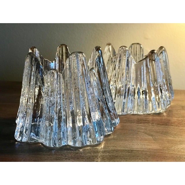 1980s Nybro Swedish Crystal Iceberg Volcano Votive Candle Holders a Pair Chairish