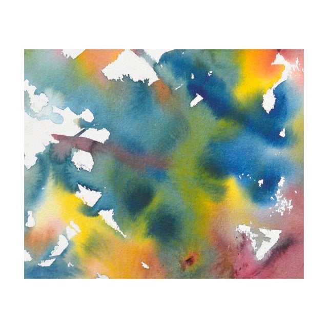 Multicolor abstract watercolor reminiscent of tie dye by Les (Leslie Luverne) Anderson (American, 1928-2009). From the...