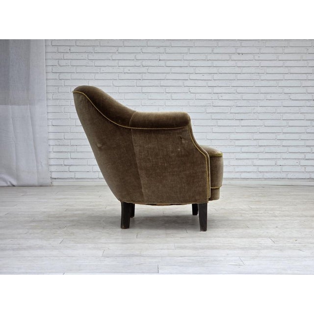 Danish Armchair in Green Furniture Velour, 1960s For Sale - Image 9 of 18