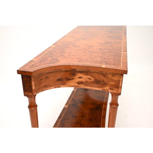 Large Antique Inlaid Yew Wood Console Table, 1930 For Sale - Image 6 of 11