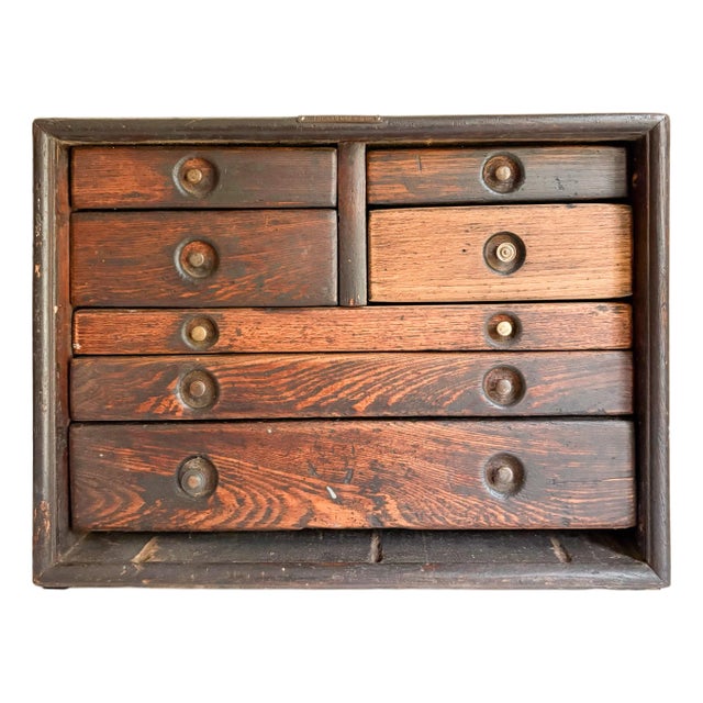 Antique Delisle Machinist Tool Chest, Early 1900's Delisle Wood Tool Chest For Sale