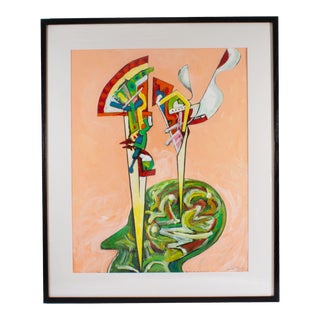 “What’s on Your Mind?” Abstract Mixed Media Painting by James L. Bruch For Sale