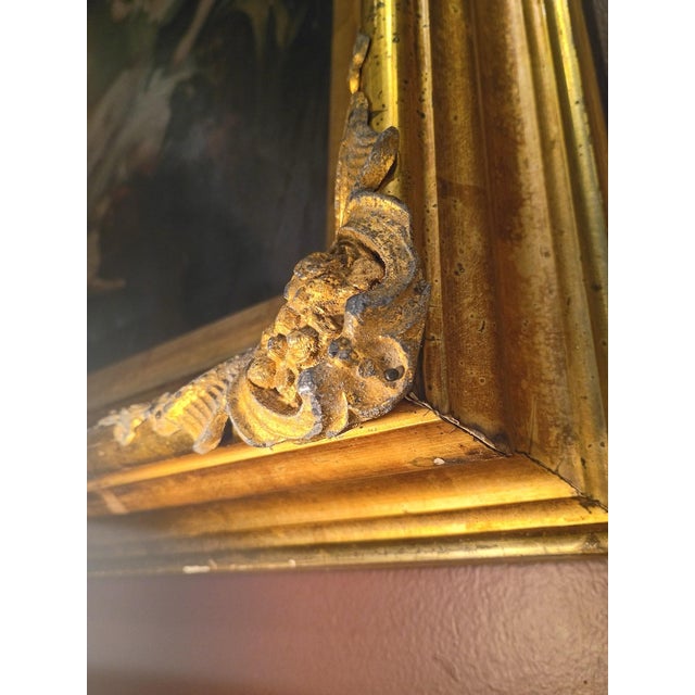 Realism 19th Century Oil Painting, Girl Defending a Cat - Joseph Beaume Style in Ornate Gilt Frame For Sale - Image 3 of 3