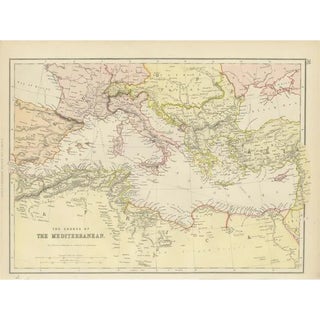 Map of the Mediterranean Shores, 1882 For Sale