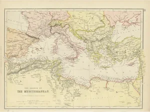 Map of the Mediterranean Shores, 1882