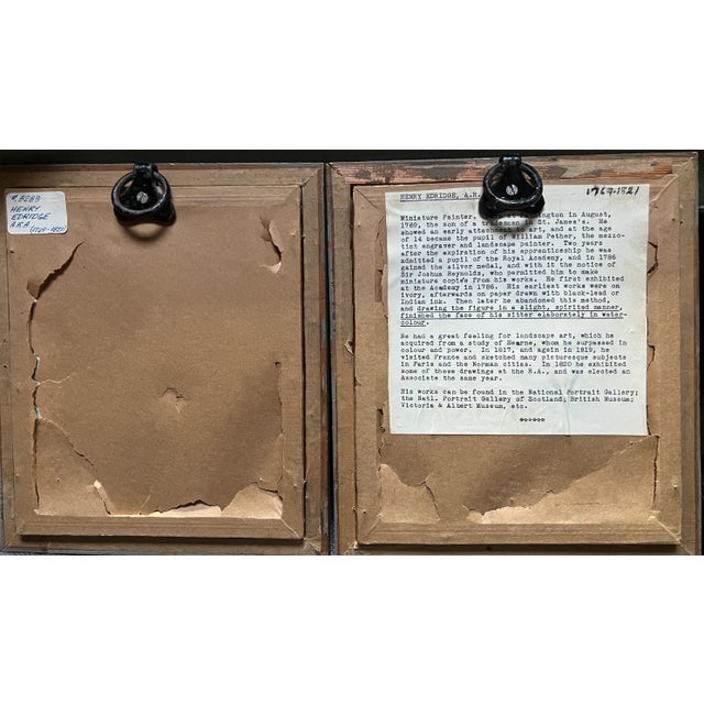 Antique Georgian Era Watercolor Portrait Paintings, Framed - a Pair For Sale - Image 4 of 5