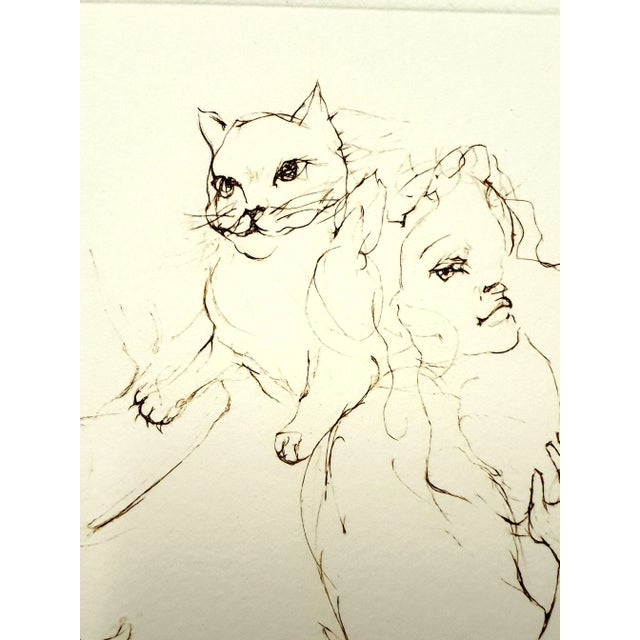 Leonor Fini - Playful Cat - Original Handsigned Lithograph Les Elus de la Nuit 1986 Conditions: excellent Handsigned and...