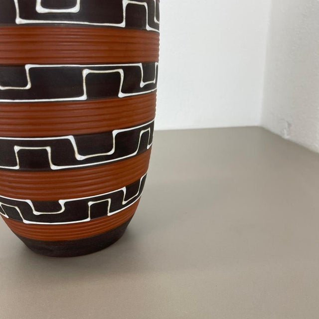 Zig Zag Fat Lava Ceramic Vases from Ilkra Ceramics, 1950s For Sale - Image 6 of 18