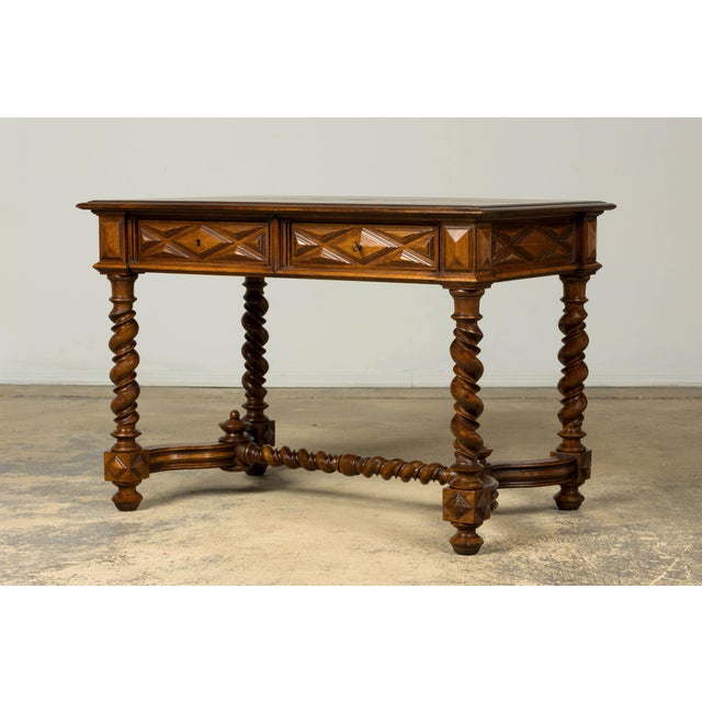Brown Late 19th Century French Louis XIII Style Walnut Writing Table For Sale - Image 8 of 18