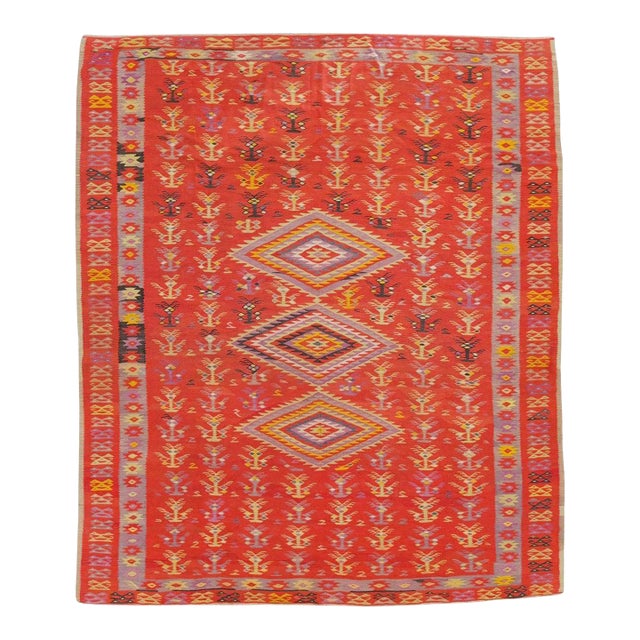 Galerie Shabab Collection Mid-20th Century Handmade Turkish Flatweave Kilim Large Room Size Carpet For Sale