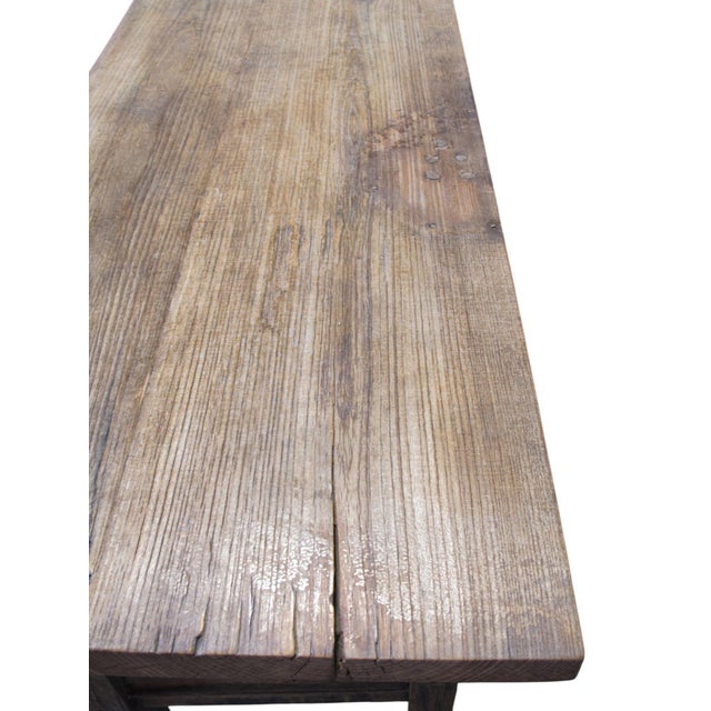 Brown Antique Chinese Natural Wood Sideboard With Iron Hardware For Sale - Image 8 of 12