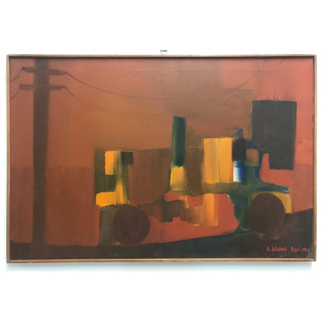 1960s 1960s Mid Century Cityscape Oil Painting by Arnold Weber For Sale - Image 5 of 5