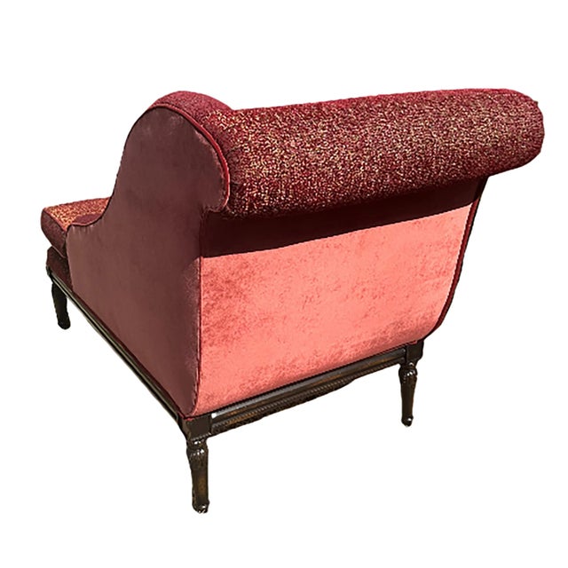 Early 20th Century Antique Chaise Longue With Garment-Colored Fabric Upholstery For Sale - Image 5 of 10