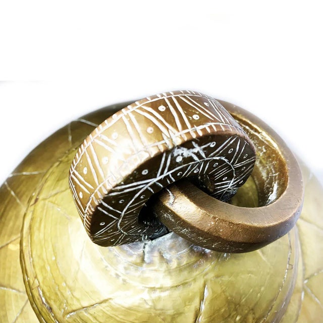 Vintage Hand Made Footed Solid Brass Lidded Vessel For Sale In Phoenix - Image 6 of 8