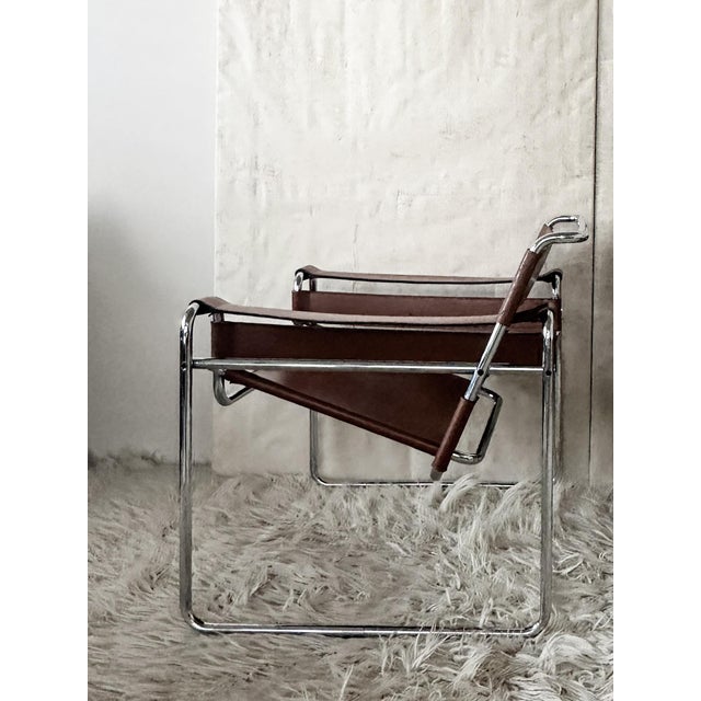 Wassily B3 Armchairs in Cognac Leather by Marcel Breuer, 1980s, in Very Good conditions. Designed 1920 to 1949