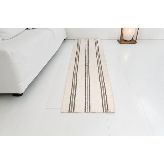 Oushak Vintage Stripe Kilim Runner For Sale - Image 4 of 10