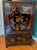 Paint Vintage Chinese Chinoiserie Black Lacquer Armoire Cabinet For Sale - Image 7 of 14