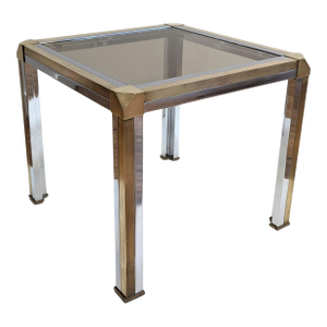 Romeo Rega Brass Chrome Glass Side Table