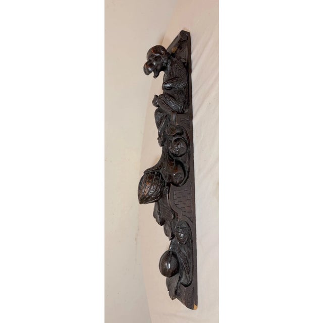 Wood Large Antique 1800's Figural Monkey Sculpture Architectural Salvage Wall Statue For Sale - Image 7 of 15