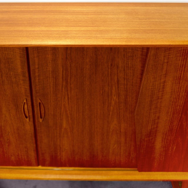 1950s Kurt Østervig Teak Tall Sideboard / Highboard With Illuminated Bar Cabinet For Sale - Image 13 of 14