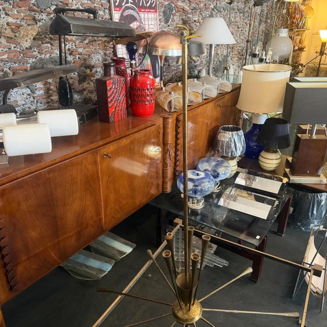 Gold 1950s Mid-Century Modern Huge Sputnik Chandelier by Oscar Torlasco for Lumi For Sale - Image 8 of 18