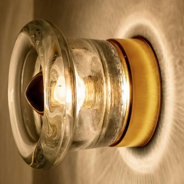 Glass Brass Flush Mount from Cosack Leuchten, 1970s For Sale - Image 3 of 13