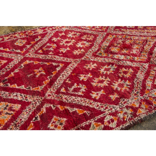 Rug & Kilim Vintage Moroccan Berber Shag Wool Rug With Diamond Grid by Rug & Kilim, 1950-1959 For Sale - Image 4 of 9