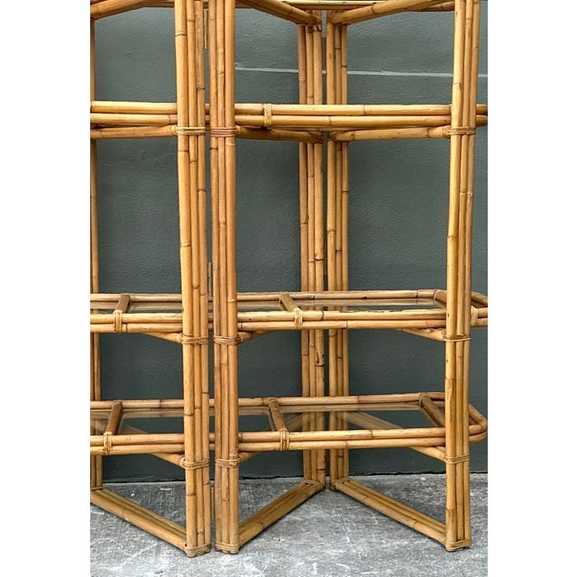 Vintage Arched Rattan Accordion Etagere For Sale - Image 4 of 12