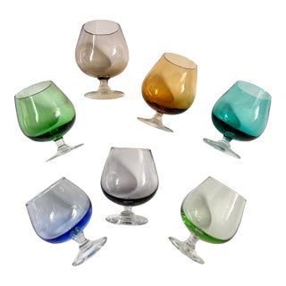 Vintage Colorful Cordial Glasses - Set of 7 For Sale