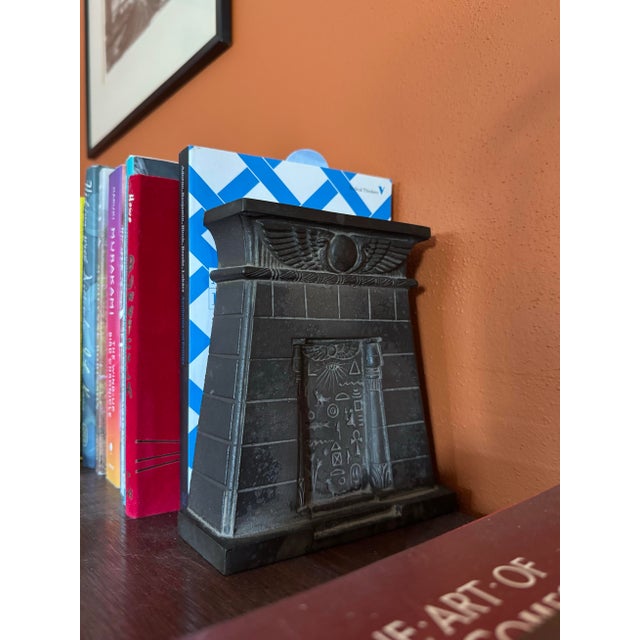 1920s Egyptian Revival Cast Iron Bradley & Hubbard Bookend For Sale - Image 9 of 10