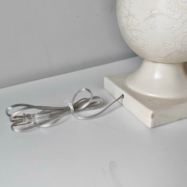 1960s Italian Pottery Floral Embossed Lamp For Sale - Image 11 of 11