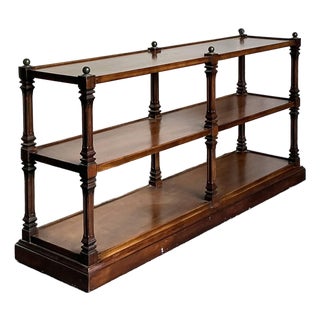 Vintage Boho Turned Wood Low Etagere For Sale
