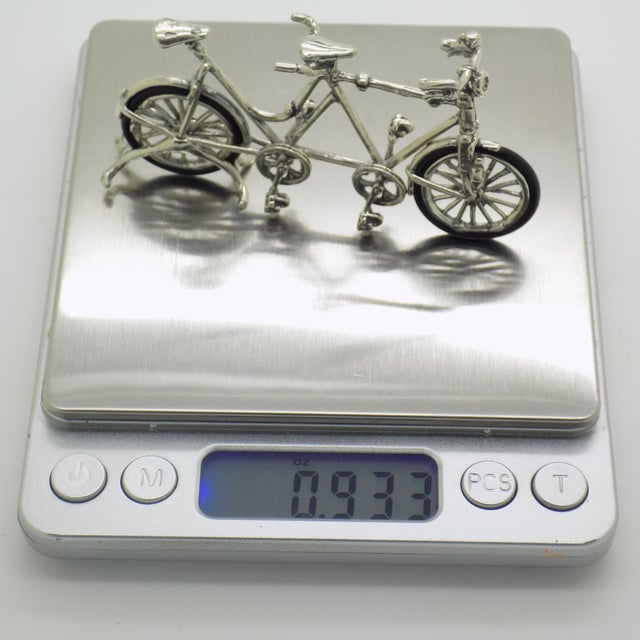 Vintage Italian Handmade Genuine Silver Tandem Bicycle Figurine, 1980s For Sale - Image 10 of 12