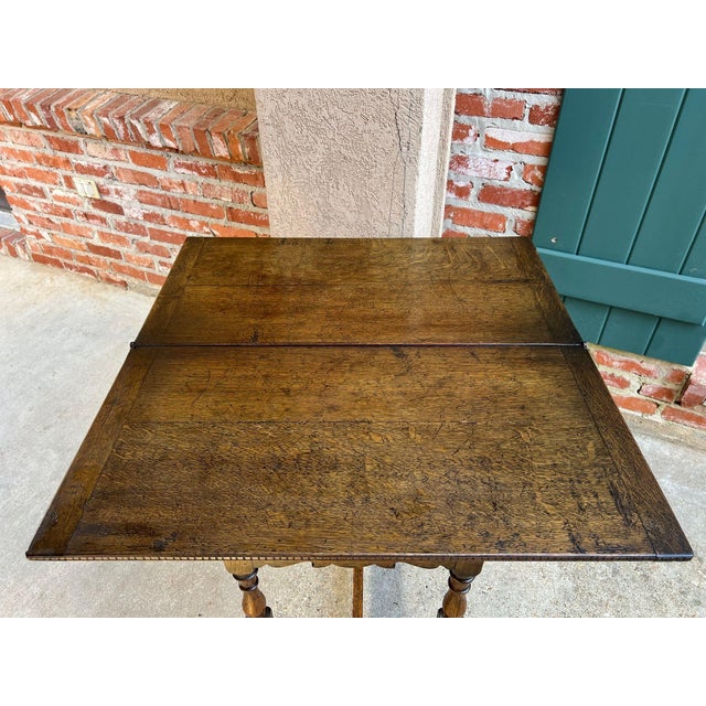Antique English Game Table Flip Top Victorian Oak C1880 Mahjong Square Table For Sale - Image 12 of 18