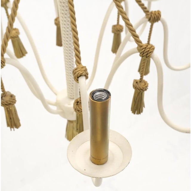 Metal Tassels & Twisted Rope Motive 8 Candles Light Fixture Chandelier For Sale - Image 6 of 13