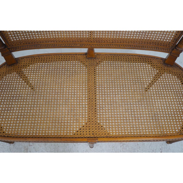 French Louis XVI Style Cane Seat Settee Bench For Sale - Image 16 of 18