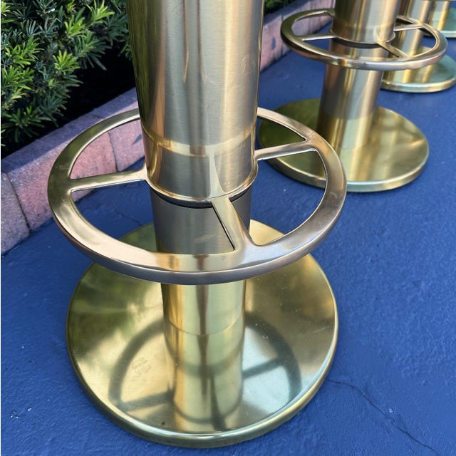Metal Design for Leisure Brass Bar Stools, 1980s For Sale - Image 7 of 10