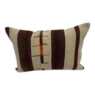 Turkish Hemp Pillow Cushion Natural Beige Brown Pillow Cushion Cover 16" x 24" For Sale