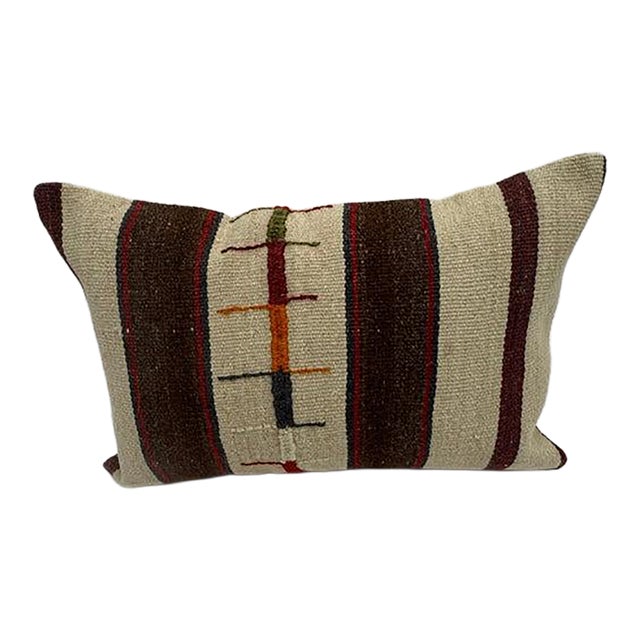 Turkish Hemp Pillow Cushion Natural Beige Brown Pillow Cushion Cover 16" x 24" For Sale