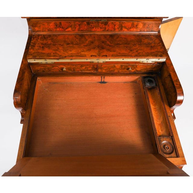 Antique Victorian Burr Walnut and Inlaid Pop Up Davenport Desk, 19th Century For Sale - Image 11 of 18