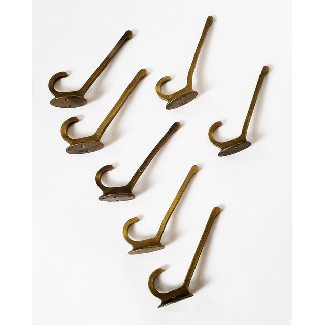 Viennese Art Nouveau Brass Wall Hooks, 1900s, Set of 7 For Sale - Image 11 of 17