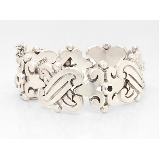 Silver Signed Hector Aguilar Mexican Mid-Century Sterling Silver Fertility Bracelet For Sale - Image 8 of 11