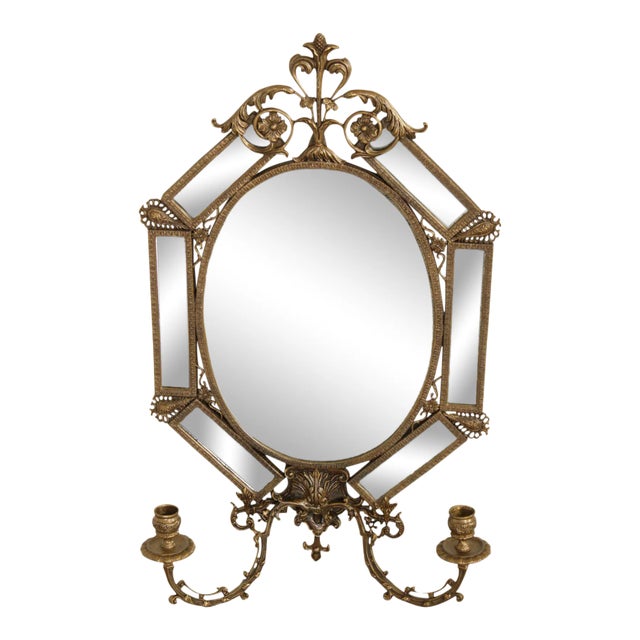 Brass Renaissance Style Girandole Mirror For Sale