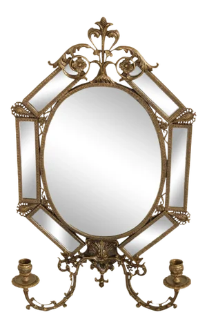 Brass Renaissance Style Girandole Mirror