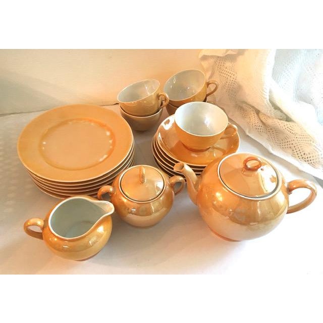 Yellow Gold Lusterware Tea Set W Plates 22 Piece Set Chairish