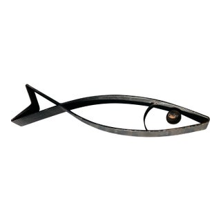 1970s Small Black Metal Fish Knick-Knack For Sale