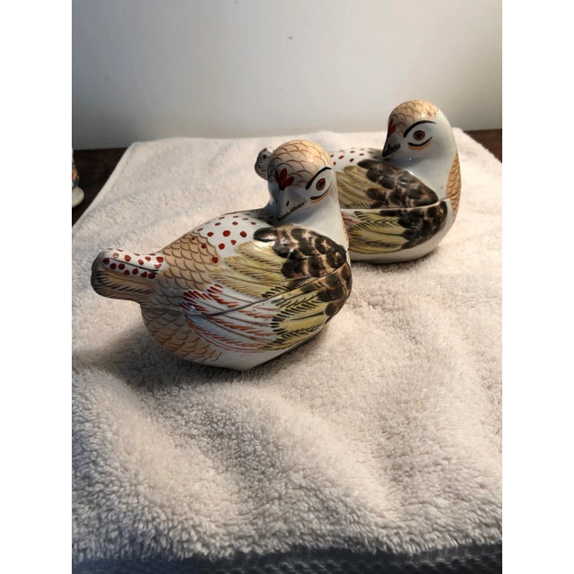 1980s Italian Porcelain Hand Painted Bird Form Boxes - a Pair For Sale - Image 10 of 11