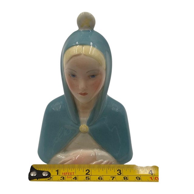Ceramic Rare Art Deco Lenci Torino Italian Ceramic Madonna Bust, 1930s For Sale - Image 7 of 9