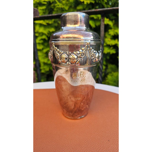 Art Deco Silver-Plated Vase with Embossed Floral Design, 1927 For Sale - Image 9 of 9