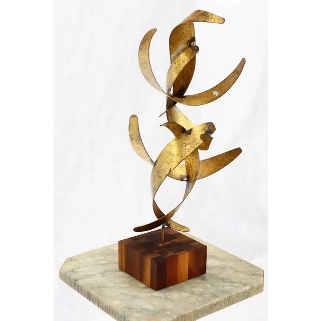 William Bowie Table Top Metal Gold Leaf Sculpture Solid Wood Block Base For Sale - Image 10 of 13